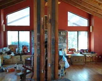 Antique skis and poles