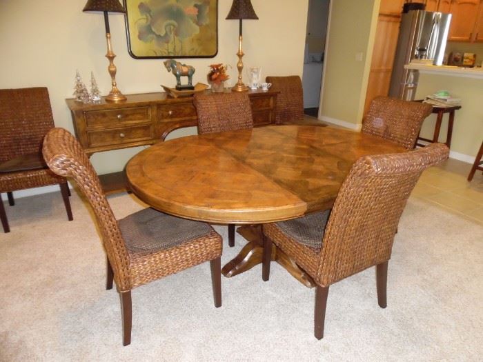 Pedestal Dining Table, shown with 1 leaf in place