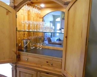 Bar/Armoire.  Mirrored Back  Interior lights up when doors open.