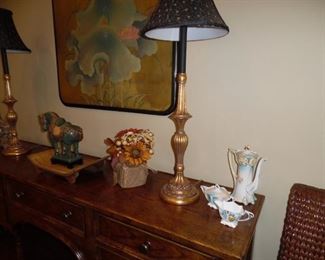 Pair of Buffet Lamps, assorted collectibles