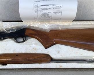 Serial - 5T15323
Mfg - Browning 22 Semi-Auto
Model - 22 LR rifle
Barrel - 19.5"
Type - Rifle, Semi Automatic
Located in Chattanooga, TN
Condition - 2 - Like New, In Box
This lot contains a Browning 22 Semi-Auto rifle chambered in 22 long rifle. This rifle is in its original box and, according to serial numbers, manufactured in 1965.