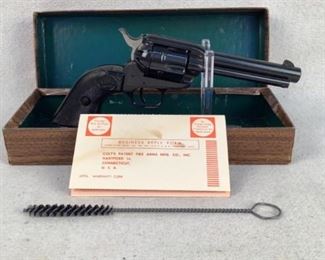 Serial - 169029F
Mfg - 1963 Colt Single
Model - Action Frontier Scout
Caliber - 22 Magnum
Barrel - 4 3/4
Capacity - 6
Type - Revolver, Single Action
Located in Chattanooga, TN
Condition - 2 - Like New, In Box
This lot contains a like new in box Colt Single Action Frontier Scout chambered in 22 Magnum. The serial number on this revolver places it's year of manufacture in 1963. This revolver is in fantastic shape for it's age and is a must have for Colt and revolver collectors alike. This revolver is coming with the original box, paperwork, and cleaning rod.