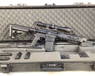 Serial - SFM0000313
Mfg - Adams Arms LLC
Model - AASF-308
Caliber - 308 Winchester
Barrel - 16.5"
Magazines - 7
Type - Rifle, Semi Automatic
Located in Chattanooga, TN
Condition - 3 - Light Wear
This lot is an Adams Arms AASF-308 AR-10 chambered in 308 Win. It has a Magpul MOE-K2 pistol grip, Magpul MOE M-lok foregrip, EXOS defense Ti-7 buttstock, and Leupold VX-2 4-12x40 mounted via a Burris P.E.P.R. cantilever mount. Comes in a customized hard case with two 25 round Magpul magazines, two 10 round Magpul magazines and three 20 round Magpul magazines and ALL THE MAGS ARE LOADED!!! The two 20 round magazines have PPU 308 Win ammo and the rest are loaded with MEN 7.62x51 ammo.