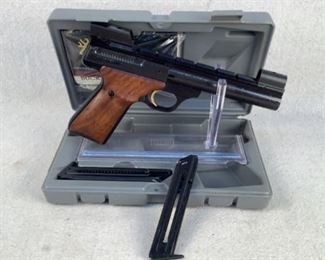 Serial - 66NV09952
Mfg - Browning Buckmark
Model - 22 LR pistol
Barrel - 6"
Magazines - 2
Type - Pistol
Located in Chattanooga, TN
Condition - 2 - Like New, In Box
This lot contains a Browning Buckmark pistol chambered in 22 Long Rifle. This model has been customized for target shooting with custom browning grips and shrouded front and rear sights and heavy bull barrel. Comes in the original factory box with 2 magazines.