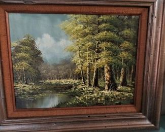 Forest Lake  canvas oil painting - framed
