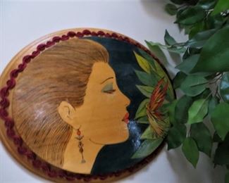 Wood burned fairy goddess plaque.