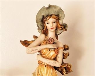 Floppy Hat Lady holding a rose figure _rustic country girl