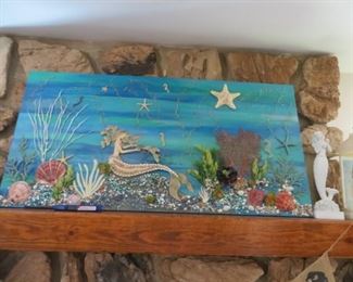 Unique mermaid wall decor _ large resin sea life art