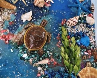 Sea turtle beach resin art wall hanging