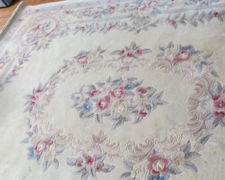 hand carved  100% wool rug - floral design on cream color
