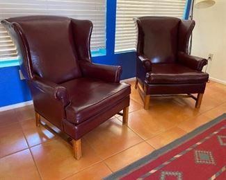 wingback leather chairs 