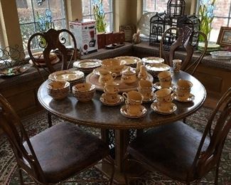 Dining table & chairs, Franciscan Dinnerware Rosette