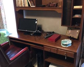 Computer desk, computer, printer, chair