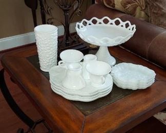 Extensive collection of milk glass