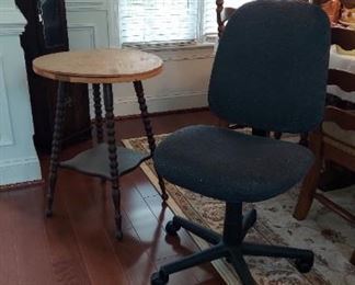 office chair and spindle table 