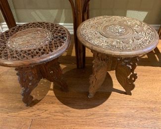 Carved wood pottery stands