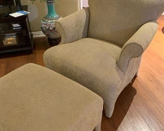 Wing back chair with ottoman