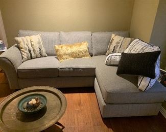 Small blue sectional sofa