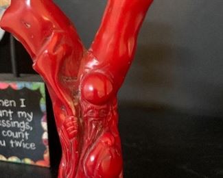 Carved red turquoise figurine