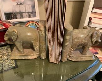 Marble elephant bookends