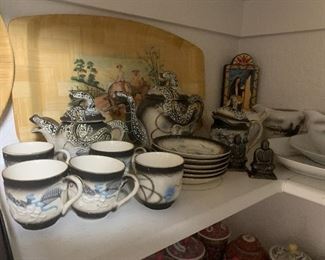 Asian themed dishes and drinkware