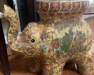 Cloisonne elephant plant stand stool