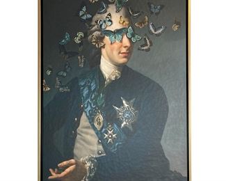 "BLINDED BY THE FLIGHT" BUTTERFLY PORTRAIT | Horchow for Neiman Marcus, giclee on canvas made in USA; 36 x 25-1/2 in. 