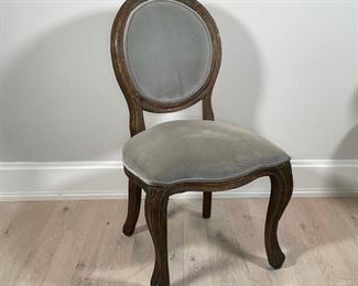 ARHAUS GREEN VELVET BALLOON BACK CHAIR | H. 39 x 21 x 22 in., some spotting on seat 