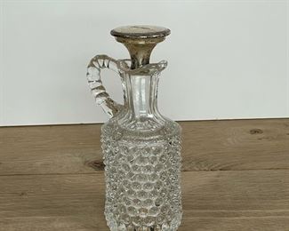 MOLDED GLASS BOTTLE & SILVER STOPPER | h. 6-1/2 in. 