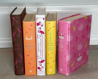 (5vols) DECORATIVE LINEN BOUND BOOKS | tallest 8-1/2 in. 