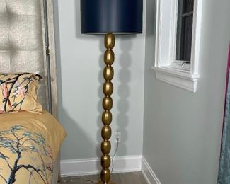 GRACE HOME FLOOR LAMP | brass bulbous column floor lamp; h. 74 x dia. 22 in. (shade) 