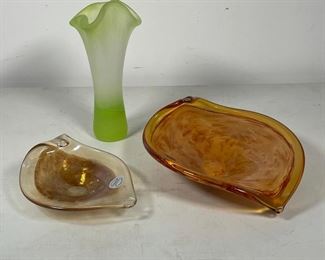 (3pc) COLORFUL DECORATIVE GLASS | including murano glass; tallest 9 in. 