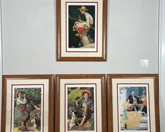 FRAMED NORMAL ROCKWELL / COCA COLA POSTERS | 39 x 29, each frame 