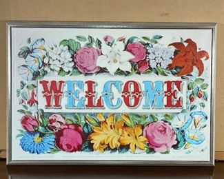OLIVER GALL "WELCOME" | "welcome" currier and ives style giclee print on canvas; 22 x 32 in. 
