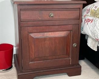 SOLID WOOD BEDSIDE CABINETS | including one with a cabinet door, the other with open shelf; h. 28 x 24 x 18 in. 
