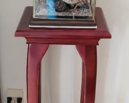 Marble inlay plant stand, quail