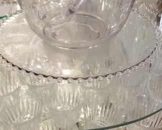 Candlewick punch bowl, under plate, ladle