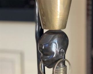 1950s 5.5ft African Bronze/Brass Woman Sculpture Karl HAGENAUER Art Deco 66.5in h x 15in Diameter