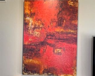 Lg Abstract Art Embellished Canvas Print 66x47x2in HxWxD