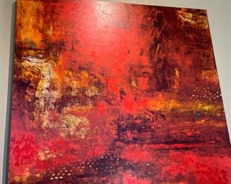 Lg Abstract Art Embellished Canvas Print 66x47x2in HxWxD