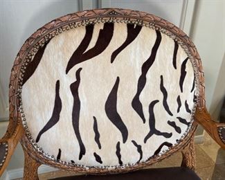 #1 Old Hickory Tannery Zebra Hide Arm Chair 40x33x24in HxWxD