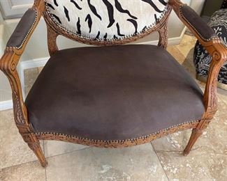 #2 Old Hickory Tannery Zebra Hide Arm Chair 40x33x24in HxWxD