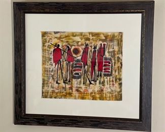 Kenya Kemonto Masai Batik Art Framed 27.5x30.5x1.5in HxWxD
