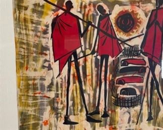 Kenya Kemonto Masai Batik Art Framed 27.5x30.5x1.5in HxWxD