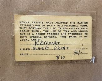 Kenya Kemonto Masai Batik Art Framed 27.5x30.5x1.5in HxWxD