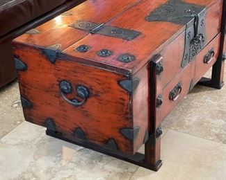 Metal Accent Chest/Trunk Coffee Table 20x42x22in HxWxD