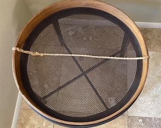 Primitive Flour Sifter Sieve End Table 23in H x 33in Diameter
