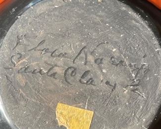 Flora Naranjo Santa Clara Pottery Blackware Carve Pot 6in H x 4.75in diameter at opening