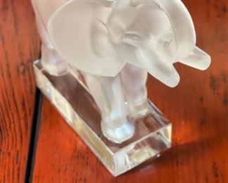 Lalique France Crystal Elephant Figurine Paperweight Trunk Up 11801 6.25 x 4x6in