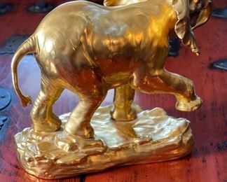 Boehm Limited Gem & Gold 400 Porcelain Elephant Diamond Eyes 8x10x5in HxWxD